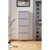 Evdemo 4 Kapaklı Metal Ayakkabılık Silver