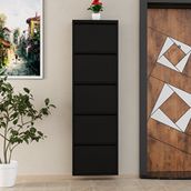 Evdemo 5 Kapaklı Metal Ayakkabılık Siyah