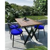 Evdemo Eylül 4 Kişilik Ceviz Lacivert Balkon Bahçe Masa Takımı