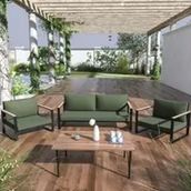 Evdemo Kobalt Haki Sehpalı 2+1+1 Bahçe Balkon Mobilyası