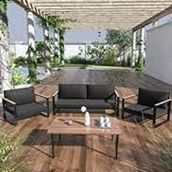 Evdemo Kobalt Siyah Sehpalı 2+1+1 Bahçe Balkon Mobilyası