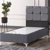 Evdemo Prestij Gri 90x190 cm Tek Kisilik Baza Başlık Set