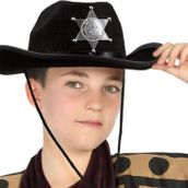 EveFix Çocuk Kovboy Şapkası Sheriff Şapkası Siyah Renk