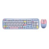 Everest KM-6284 Whisker Renkli Tuşlu Mavi Kablosuz Q Klavye + Mouse Set