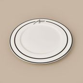 Evidea Kitchen Elegant Curves Porselen Siyah Beyaz 25 CM Servis Tabağı