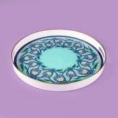 Evidea Kitchen Lale 35 cm Renkli Camlı Yuvarlak Tepsi