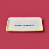 Evidea Kitchen Love Yourself Yeşil Sarı 13x18 CM Servis Tabağı
