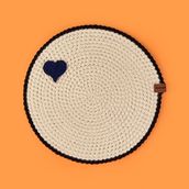 Evidea Soft 33x33 cm Ekru Mavi Kalp Nakışlı Supla