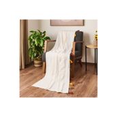 Evidea Soft 90x210 cm Ekru Püsküllü Koltuk Örtüsü