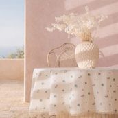 Evidea Soft Pane Dantelli Ekru 150x150 cm Yuvarlak Masa Örtüsü