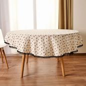 Evidea Soft Pine Ekru 150x150 cm Yuvarlak Masa Örtüsü