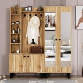Evin-1-2 Bohem Ayaklı Aynalı Ayakkabılık Portmanto Vestiyer EVN04 - Çam