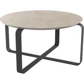 Evka Alonzo Metal Ayak Siyah Statik Bej Mermer Tabla Orta Sehpa