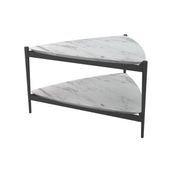 Evka Margina Metal Ayak Siyah Statik Beyaz Mermer Tabla Orta Sehpa