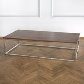 Evka Potrica Paslanmaz Ayak Ceviz Tabla Orta Sehpa