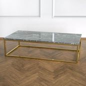 Evka Potrica Pirinç Ayak Siyah Mermer Tabla Orta Sehpa