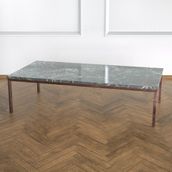 Evka Shiny Eskitme Pirinç Ayak Siyah Mermer Tabla Orta Sehpa