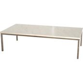 Evka Shiny Paslanmaz Ayak Bej Mermer Tabla Orta Sehpa