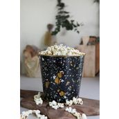 EVLE-Metal Popcorn Kutusu - Patlamış Mısır Kovası 13.5 Cm, Terrazo (Terrazzo Black)