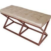 Evodeko Bakır Krem Çapraz Ayaklı Bench Puf
