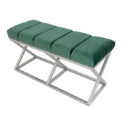 Evodeko Gümüş Ayaklı Yeşil Bench Puf