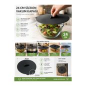 evolis kitchen 1 Adet 24 CM Vakumlu %100 Silikon Tencere, Kase, Saklama Kabı Kapağı - Hava ve Koku Geçirmez Silikon Kapak
