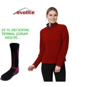 Evolite Fuga Bordo Kadın Mikro Polar Sweater
