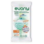 Evony 3 Katlı 10'lu Burun Telli Yumuşak Elastik Kulaklı Cerrahi Maske