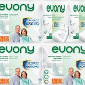 Evony Yetişkin Bel Bantlı Tekstil Yüzey L Büyük 90 Adet Hasta Bezi+60 Adet Yatak Koruyucu Örtü