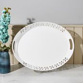 Evstyle 52x39 cm Beyaz Romantik Tepsi