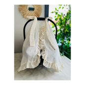 eyma home %100 pamuk tek kat muslin fisto fırfırlı puset örtüsü