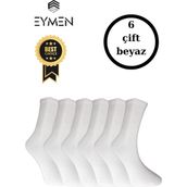 Eymen Socks 6'lı Paket Spor Unisex Kolej & Tenis Çorabı Düz Renk Beyaz | Pamuklu Uzun (Kadın & Erkek) - 40 - 44