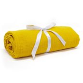 Ezh 120x110 cm %100 Pamuklu 4 Kat Sarı Müslin Bebek Battaniyesi