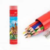 Faber-Castell Altıgen Metal Tüp Adel Jumbo Boy Kuruboya 12 Renk