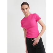 Fabrika Teo Fuşya Bisiklet Yaka Kadın T-shirt