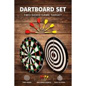 Faial Dart Tahtası Seti 17 Inç Büyük Boy Çift Taraflı Dart Tahtası Oyun Seti - 17İnç / 43cm - Siyah - Beyaz