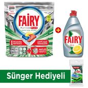 Fairy Platinum Plus 60 Yıkama + Fairy Platinum 430 ml Sıvı Bulaşık Deterjanı Limon + Sünger