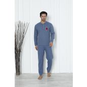 Falkom 5006 İnterlok Kalın Kışlık Çizgili Erkek Ev Pijama Takımı