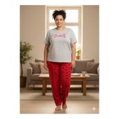 FAMES PİJAMA Kadın Büyük Beden Kısa Kol Yazlık Pijama Takım