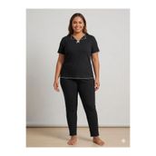 FAMES PİJAMA Yazlık Kadın Siyah Fitilli Pijama Takım