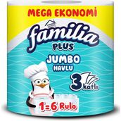 Familia Plus 1- 6 Jumbo Kağıt Havlu Rulo - Beyaz