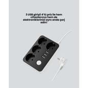 Fantastik Store 3 USB Çıkışlı 4’lü Akıllı Priz 2500W 2 Metre Kablo - Lisinya