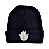 Fatmanın Eli Hamsa Hand of Fatima Kadın Erkek Unisex Siyah Bere