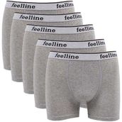 Feelline 5 Adet Gri Doğal Pamuklu Likralı Erkek Boxer