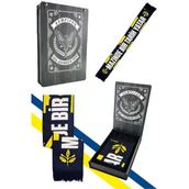 Fenerbahçe Sarı Lacivert Palamutlu Unisex Dokuma Atkı Lazer Kutu Hediyeli