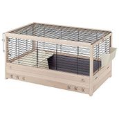 Ferplast Arena 100 FSC ahşap tavşan kafesi, kobay, tavşan evi aksesuarı dahil, 82 x 52 x y 46 cm.