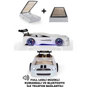 Ferramini Bazalı Beyaz Arabalı Yatak Sport Mst Full Ledli Kumandalı ve Müzikli - 90 x 190 cm