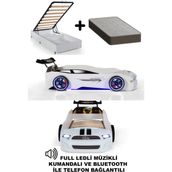 Ferramini Beyaz Arabalı Yatak Sport Mst Full Ledli Kumandalı Baza Ortopedik Yatak - 90 x 190 cm