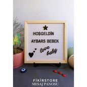 Feyza Design Ahşap Yazı Tahtası ve 148 Parça Türkçe Harf Seti 25X25 cm - Ahşap - Beyaz - Seçenek 1