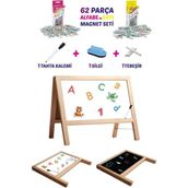 Feyza Design Çocuklar Için Çift Taraflı Ahşap Manyetik Yazı Tahtası - Ahşap - Ceviz - Seçenek 1